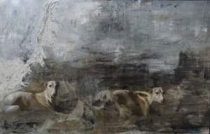 'Excavation', Miguel Escobar Uribe ( Oil on linen, 160 x 103 cm )